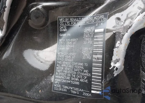 2017 Nissan Rogue S z USA, uszkodzony, nr VIN KNMAT2MVXHP512686